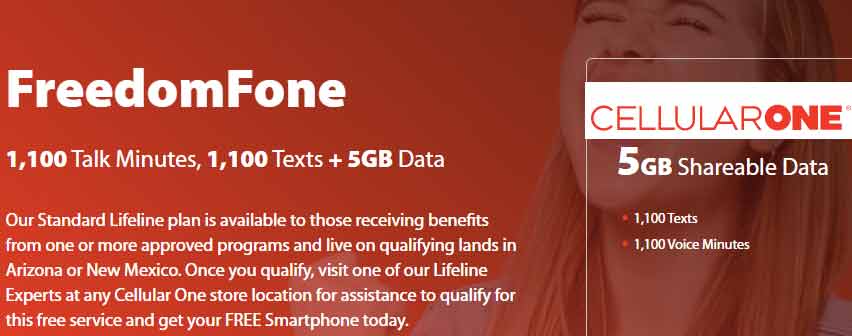 FreedomFone Plan Cellular One Lifeline